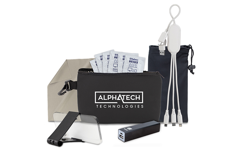 11 pcs Charge &Take Along Kit in Black Mesh Zipper Pouch